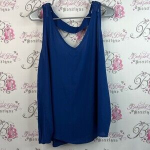 Kismet tank top open back draping design deep Royal Blue Women's Tank Top